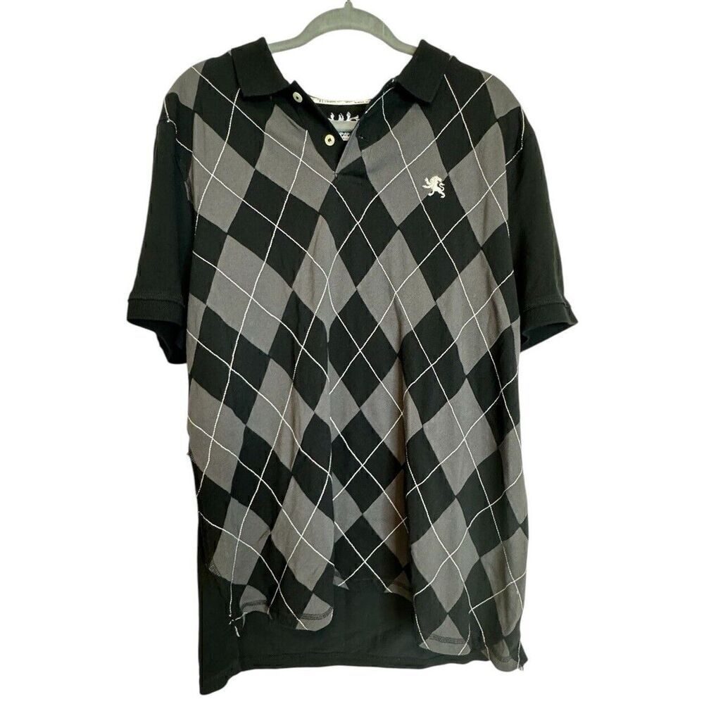 Express Y2K Vintage Polo Argyle Print Shirt Men Size X Large